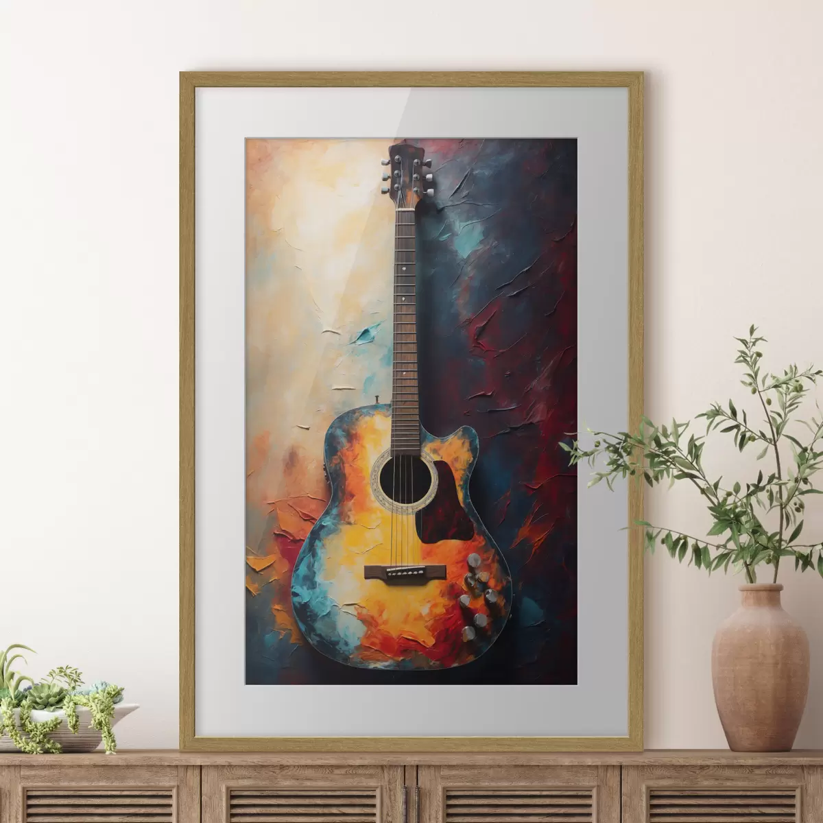 Poster Guitarra en colores vivos f39002