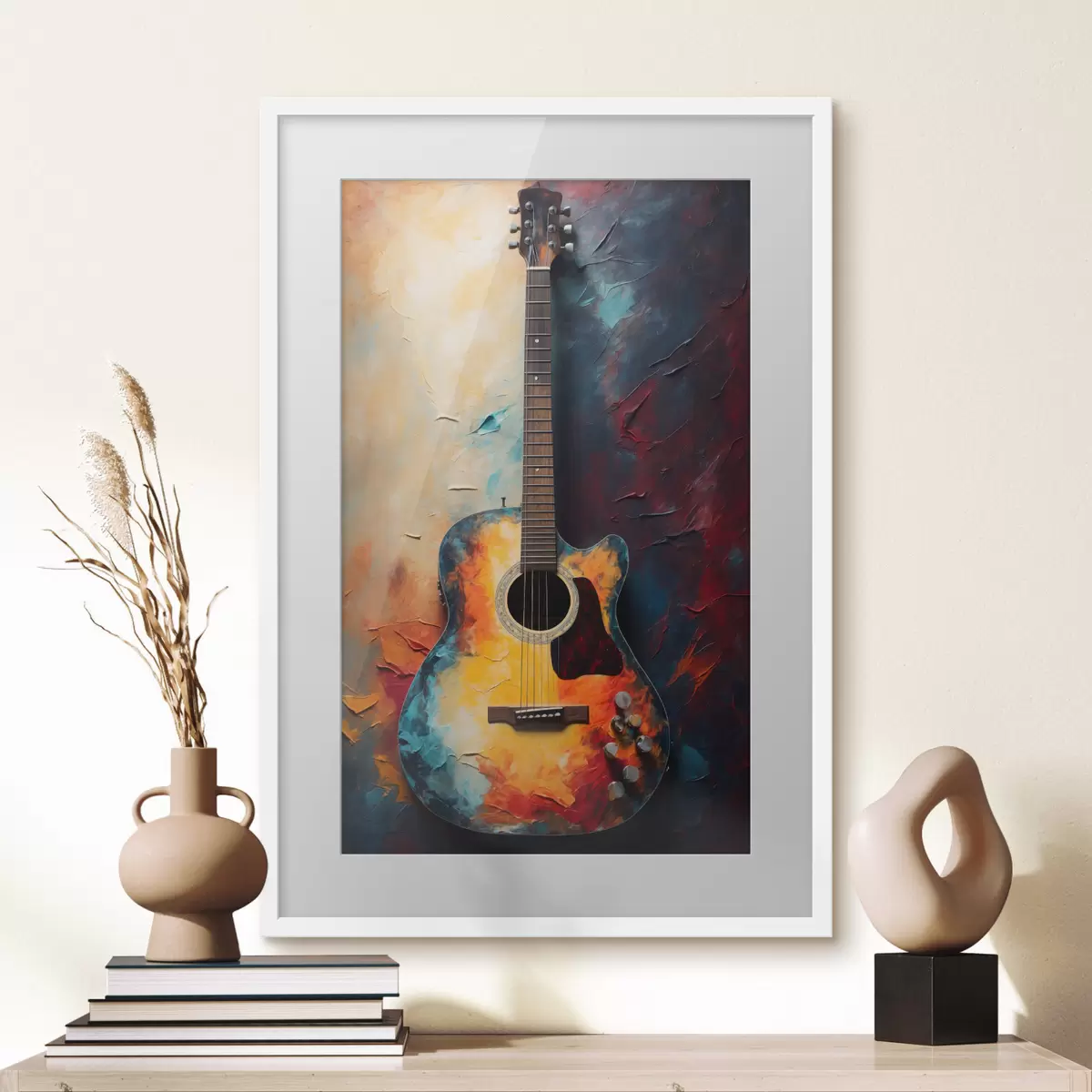 Poster Guitarra en colores vivos f39002