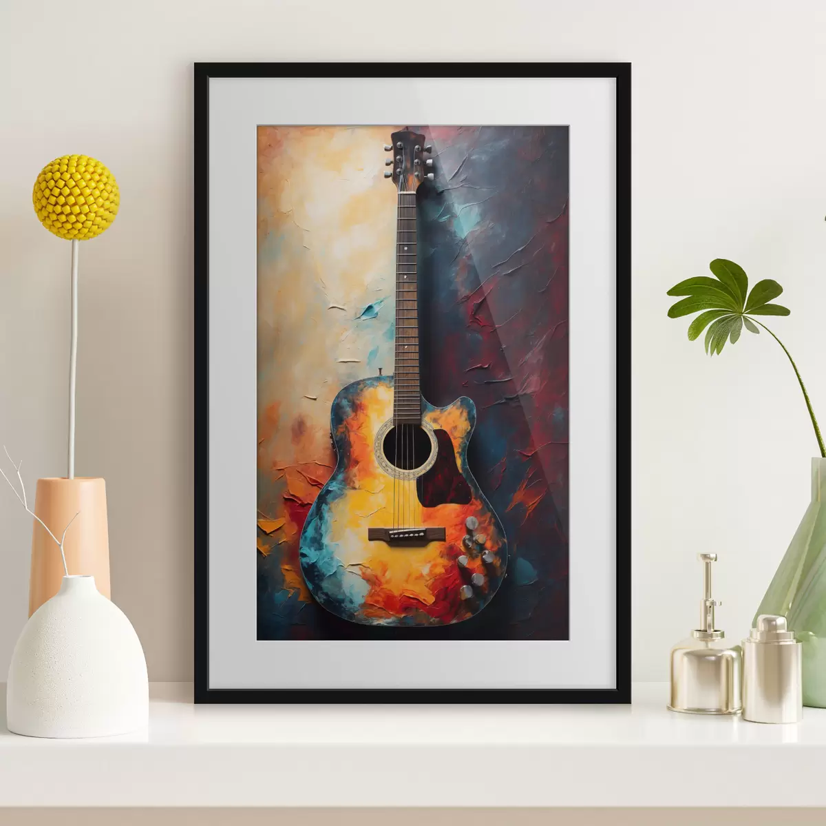 Poster Guitarra en colores vivos f39002