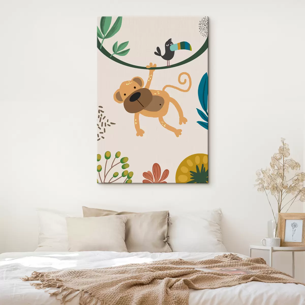 murales de pared Mono en la jungla al estilo safari, boho s39094