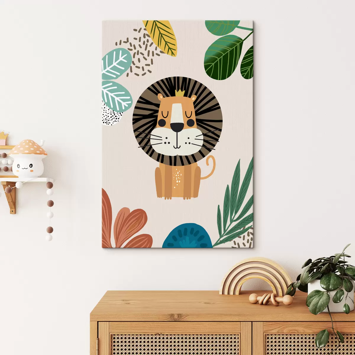 murales de pared León en la selva al estilo safari, boho s39095