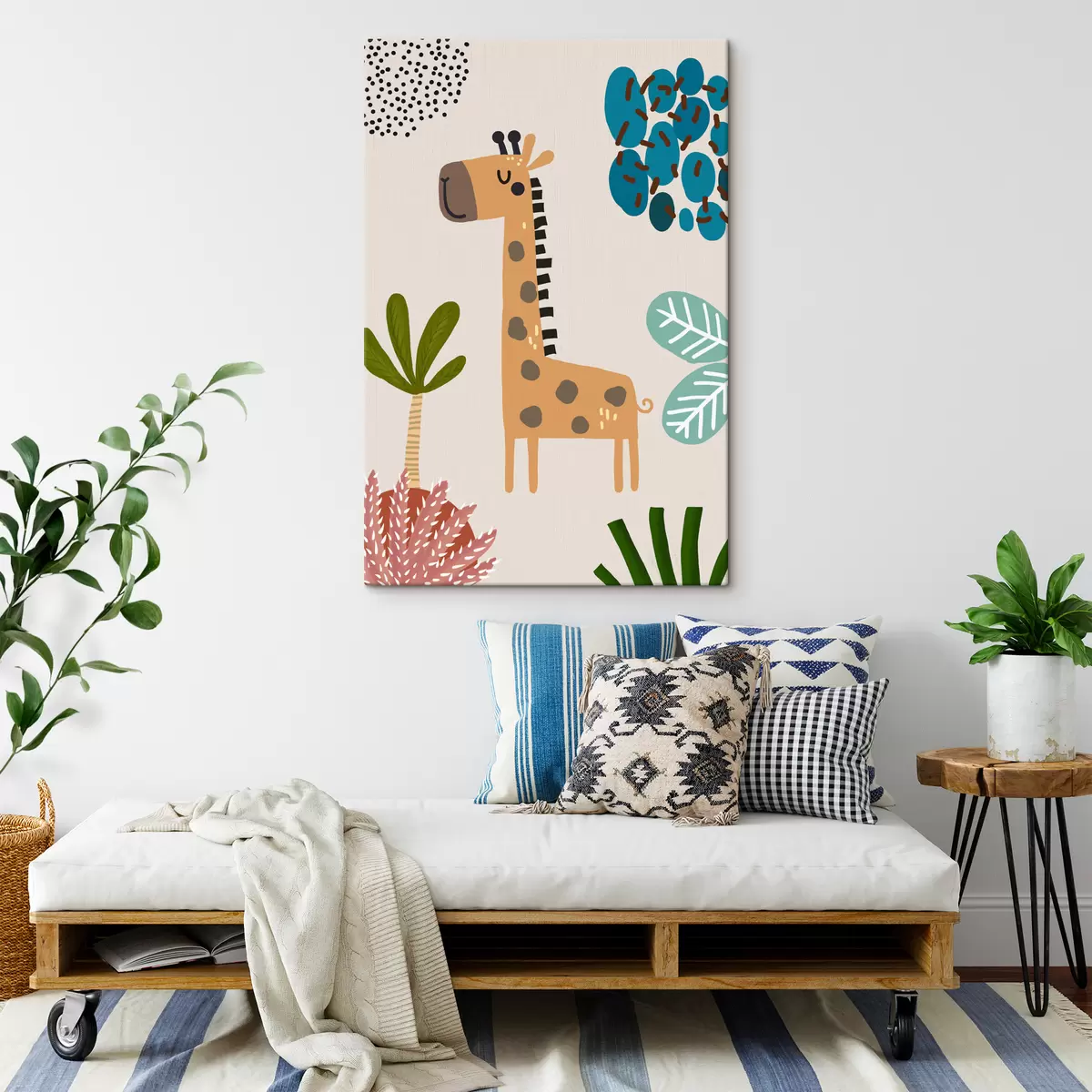 murales de pared Jirafa en la selva al estilo safari, boho s39096