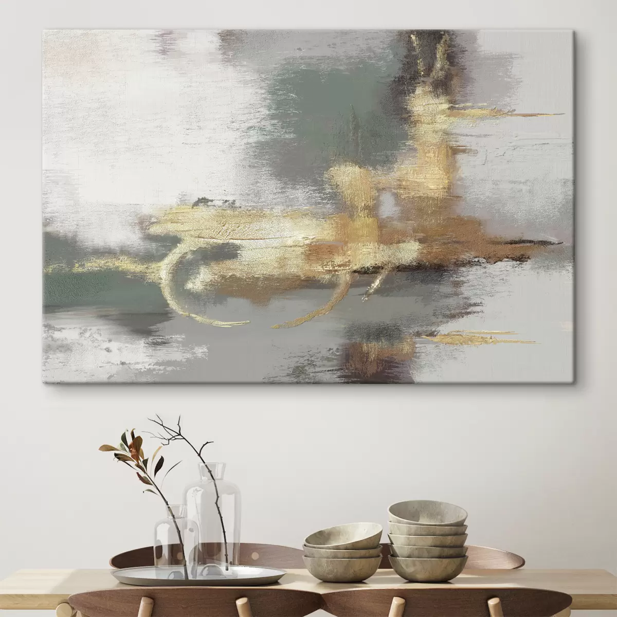 murales de pared Abstracción gris texturizada con un acento brillante s39106