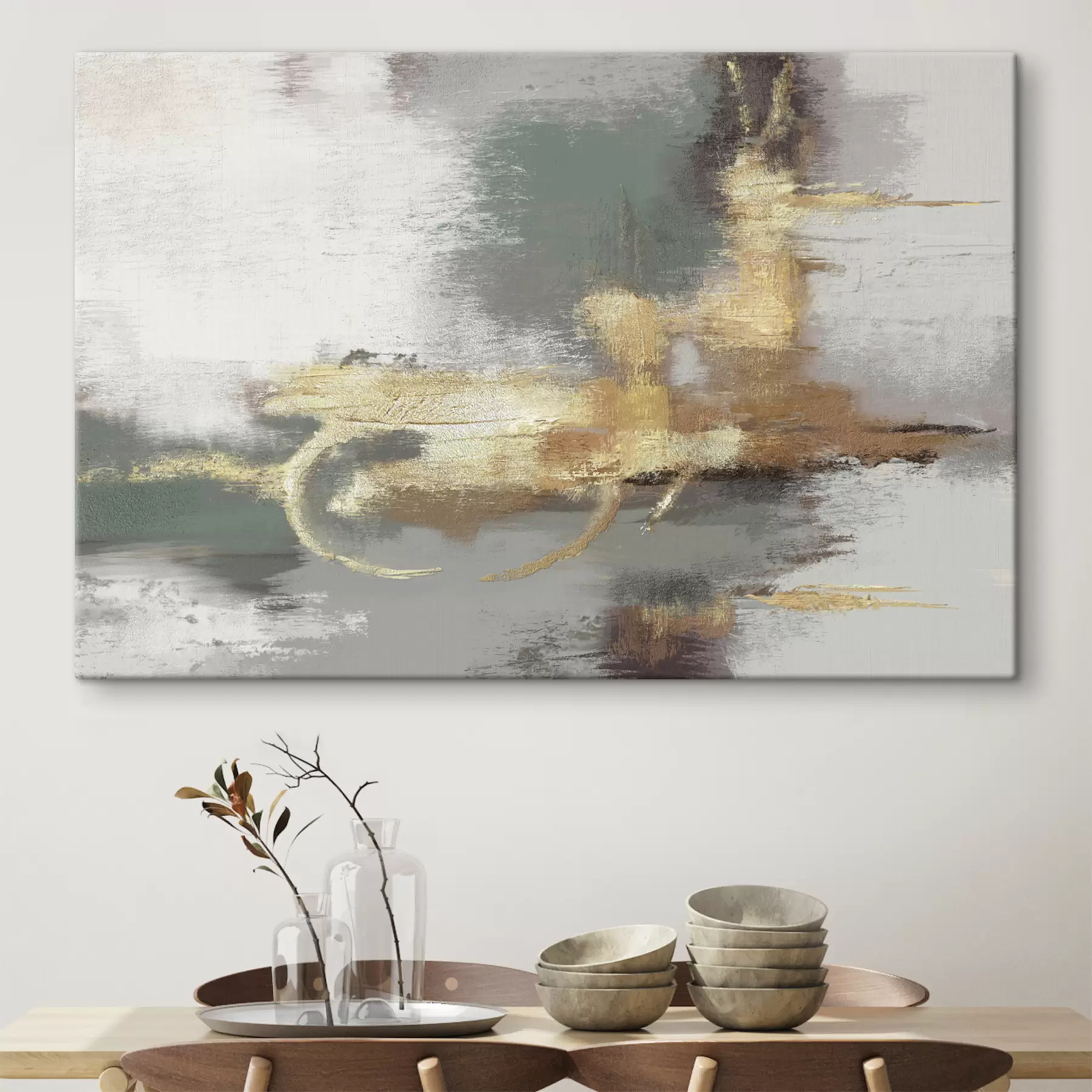 murales de pared Abstracción gris texturizada con un acento brillante s39106