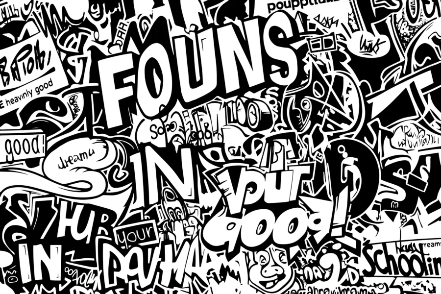 murales de pared Grafiti en blanco y negro w01190