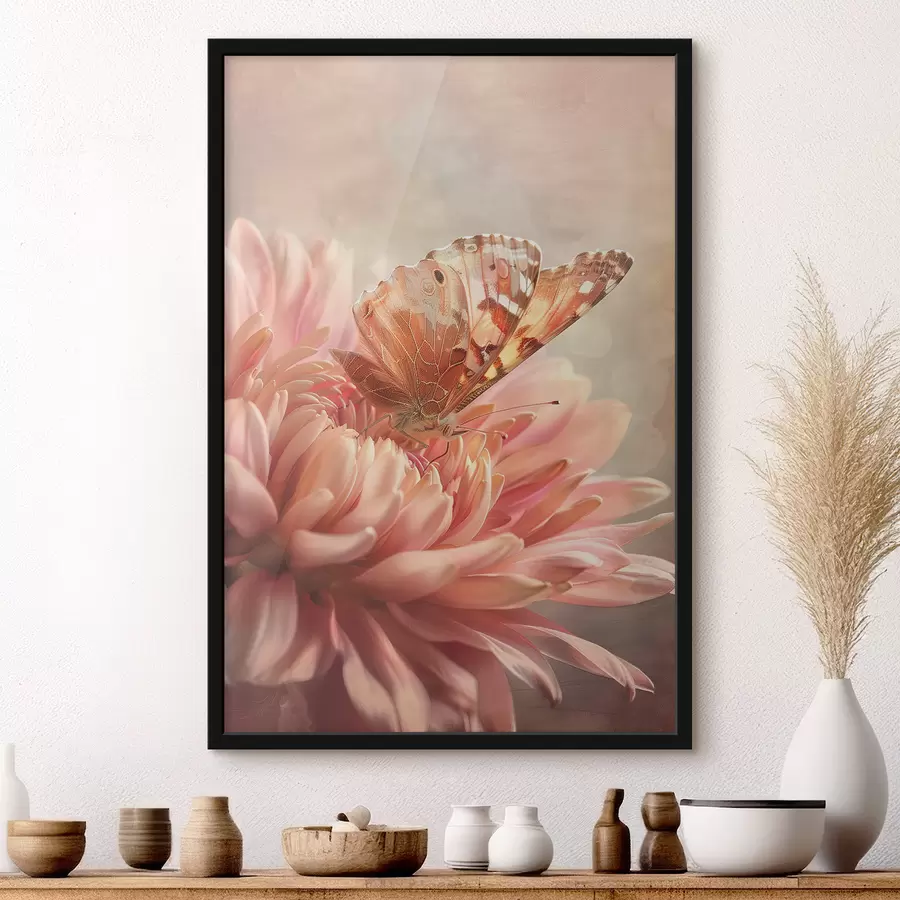 murales de pared Mariposa sobre un gran capullo de flor f39071