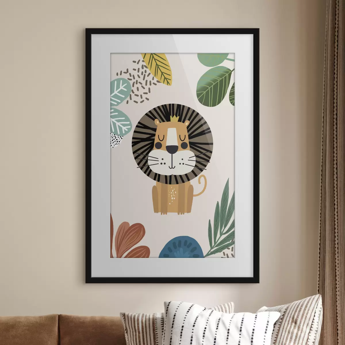 Poster León en la selva al estilo safari, boho f39095