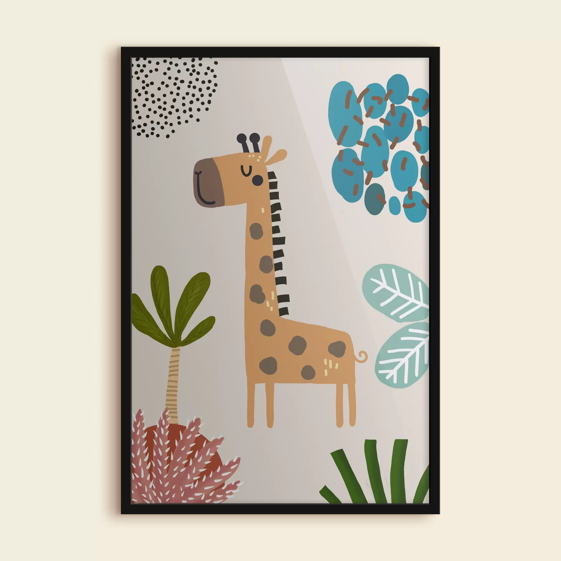 murales de pared Jirafa en la selva al estilo safari, boho f39096