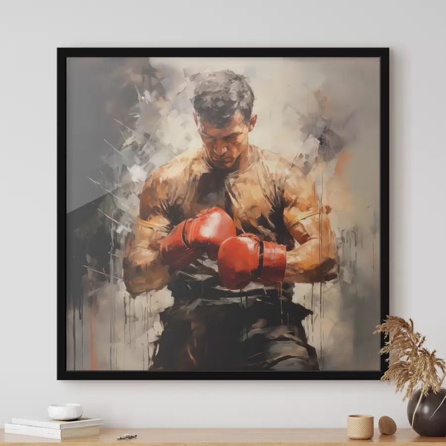 murales de pared Boxeador con guantes rojos pintura al óleo f39180