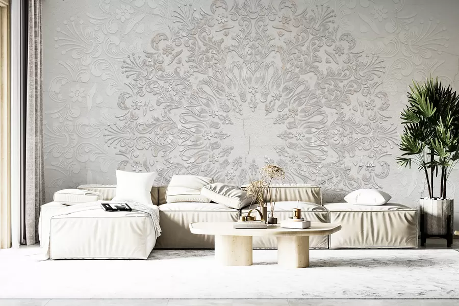murales de pared Un estampado de mandala muy detallado que crea un hermoso y delicado diseño de encaje w01249