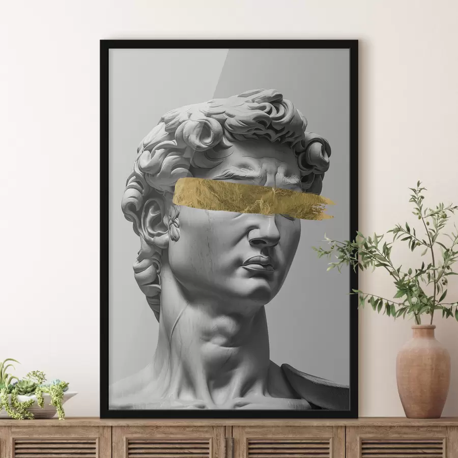 murales de pared Una escultura moderna de David con los ojos cerrados. f26129