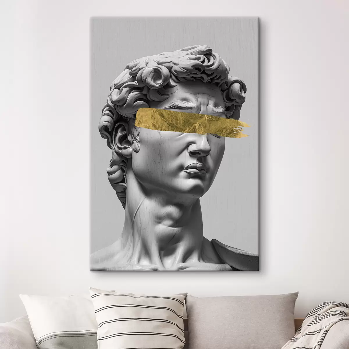 murales de pared Una escultura moderna de David con los ojos cerrados. s26129