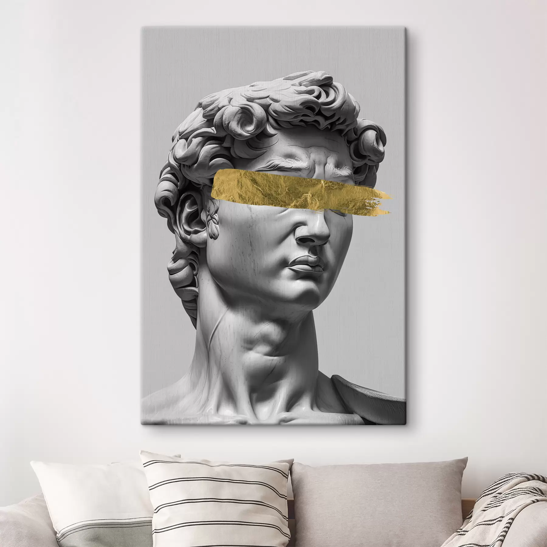 murales de pared Una escultura moderna de David con los ojos cerrados. s26129