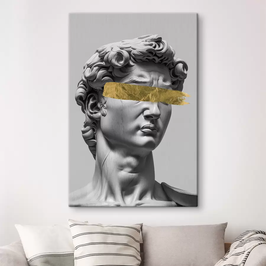 murales de pared Una escultura moderna de David con los ojos cerrados. s26129