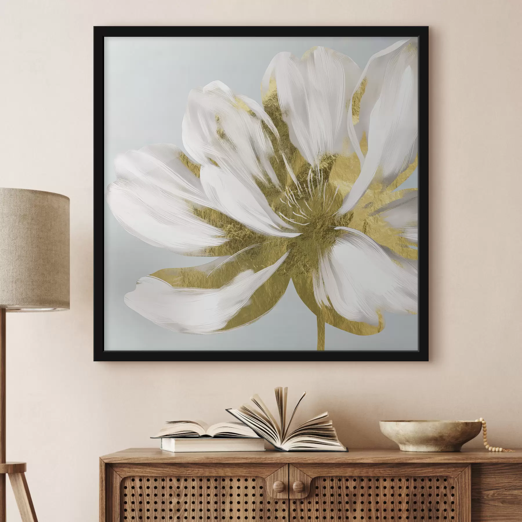 murales de pared Gran flor abstracta sobre un fondo azul. f26121