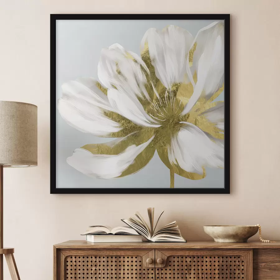 murales de pared Gran flor abstracta sobre un fondo azul. f26121