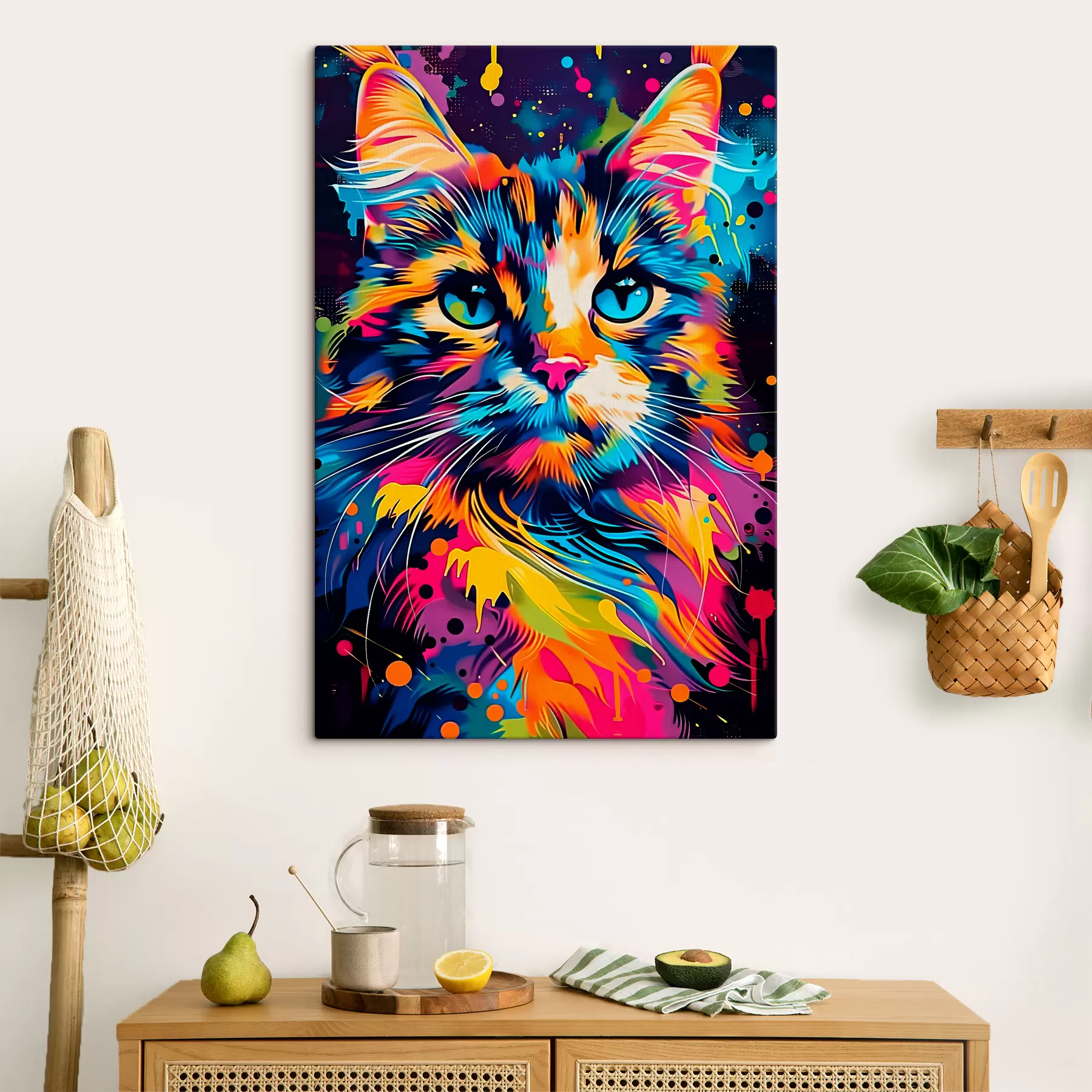 murales de pared gato en colores s39314