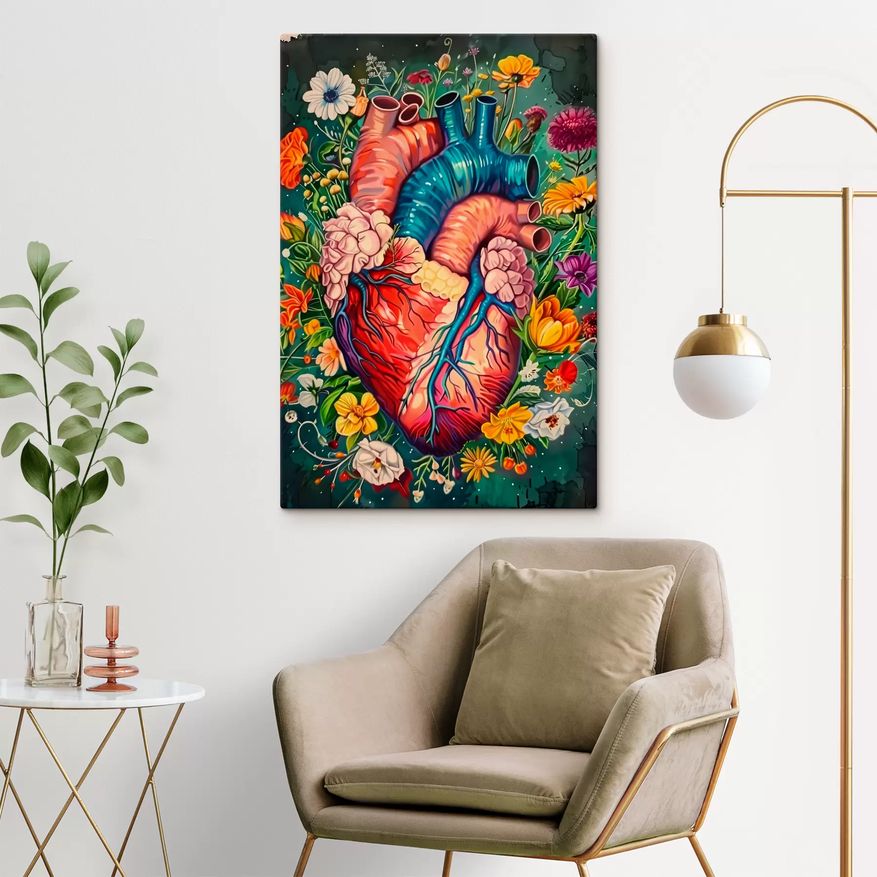 murales de pared corazón en flores s39315