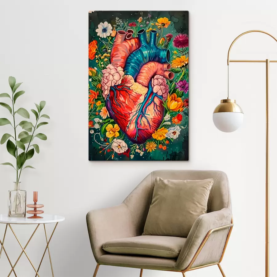 murales de pared corazón en flores s39315