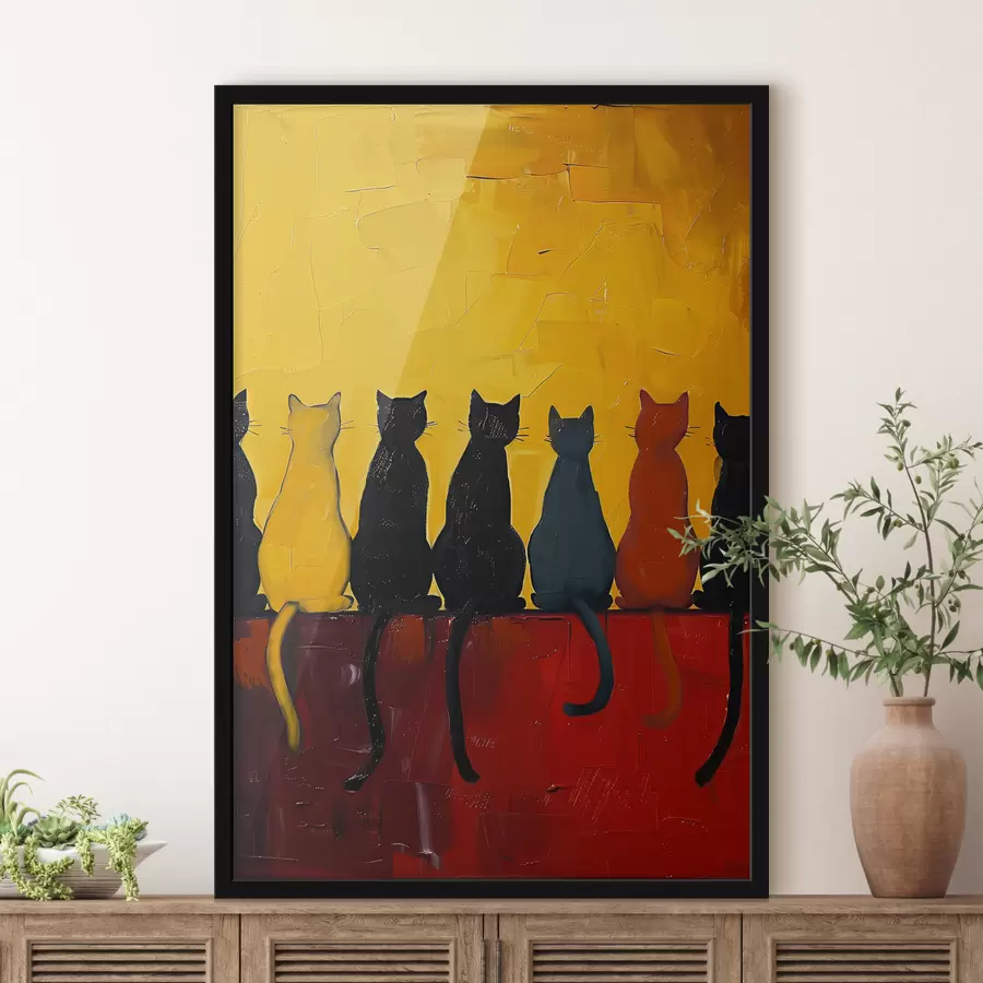 murales de pared gatos en colores f39309