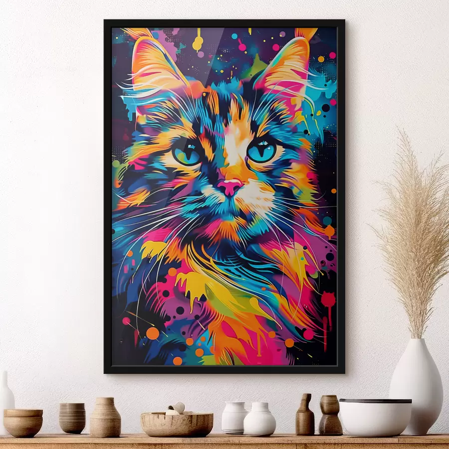 murales de pared gato en colores f39314