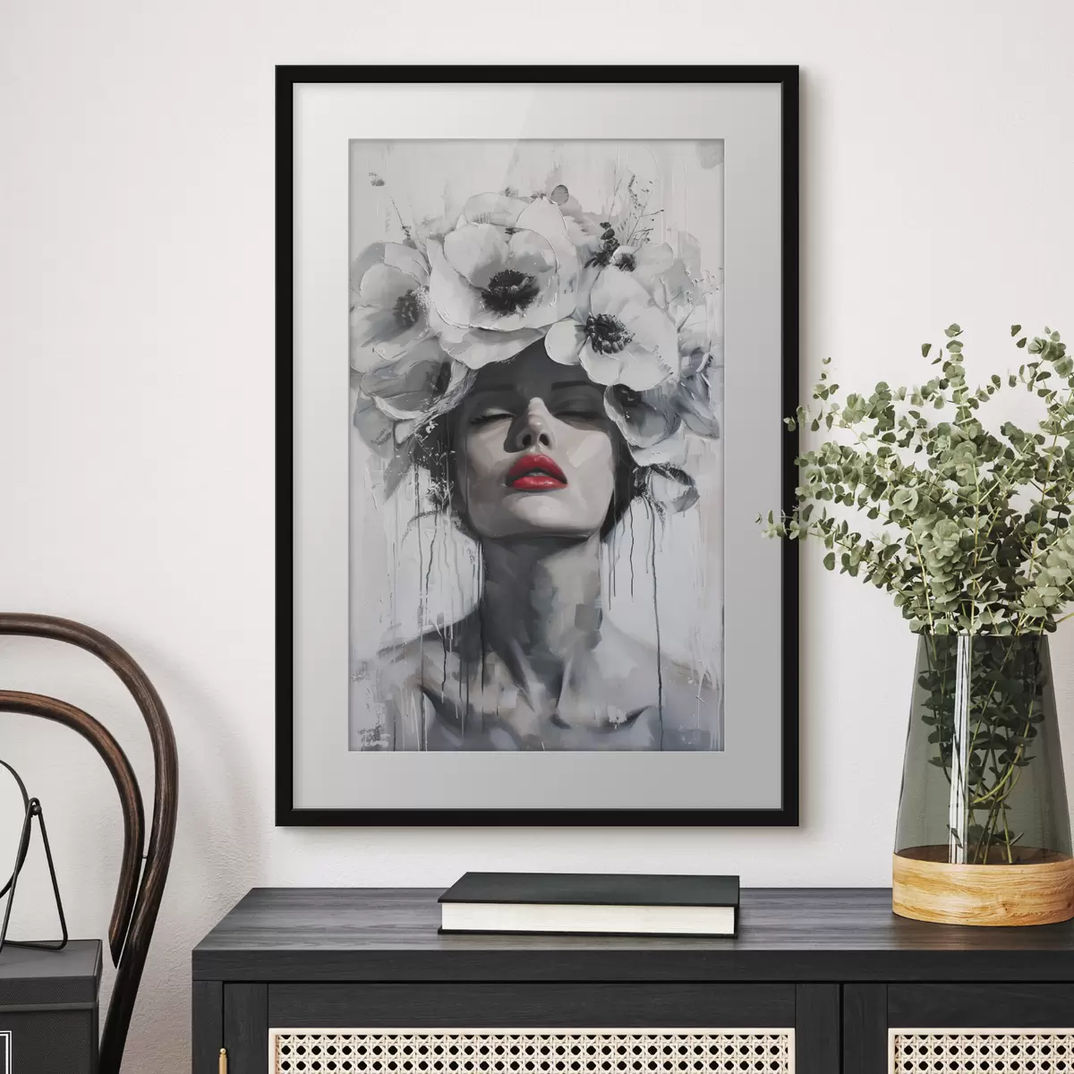 Poster Flores y labios rojos f39253