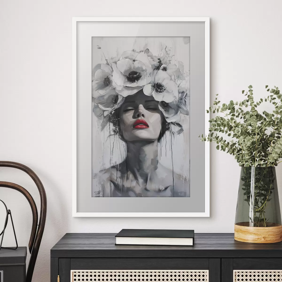 Poster Flores y labios rojos f39253