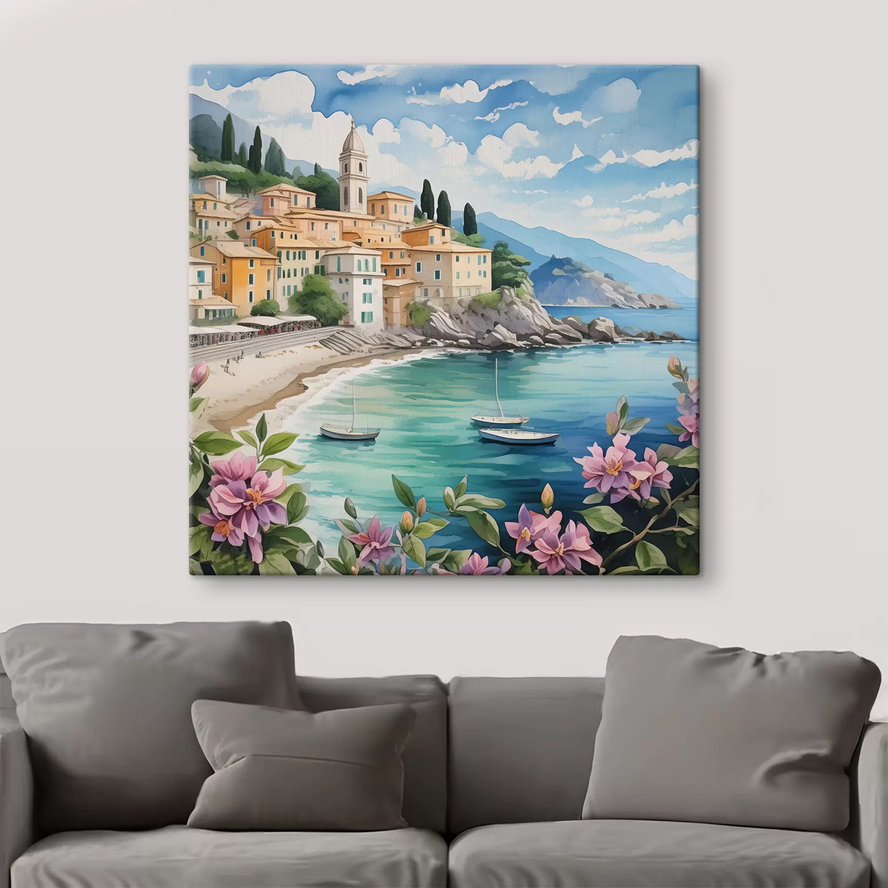 murales de pared un pueblo junto al mar en verano s39299