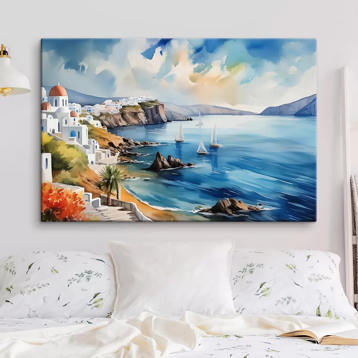 murales de pared Vista de la ciudad de Santorini s39304