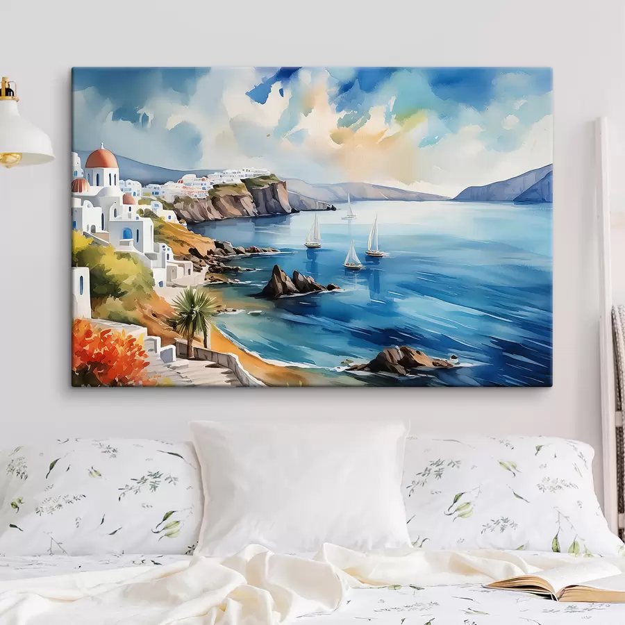 murales de pared Vista de la ciudad de Santorini s39304