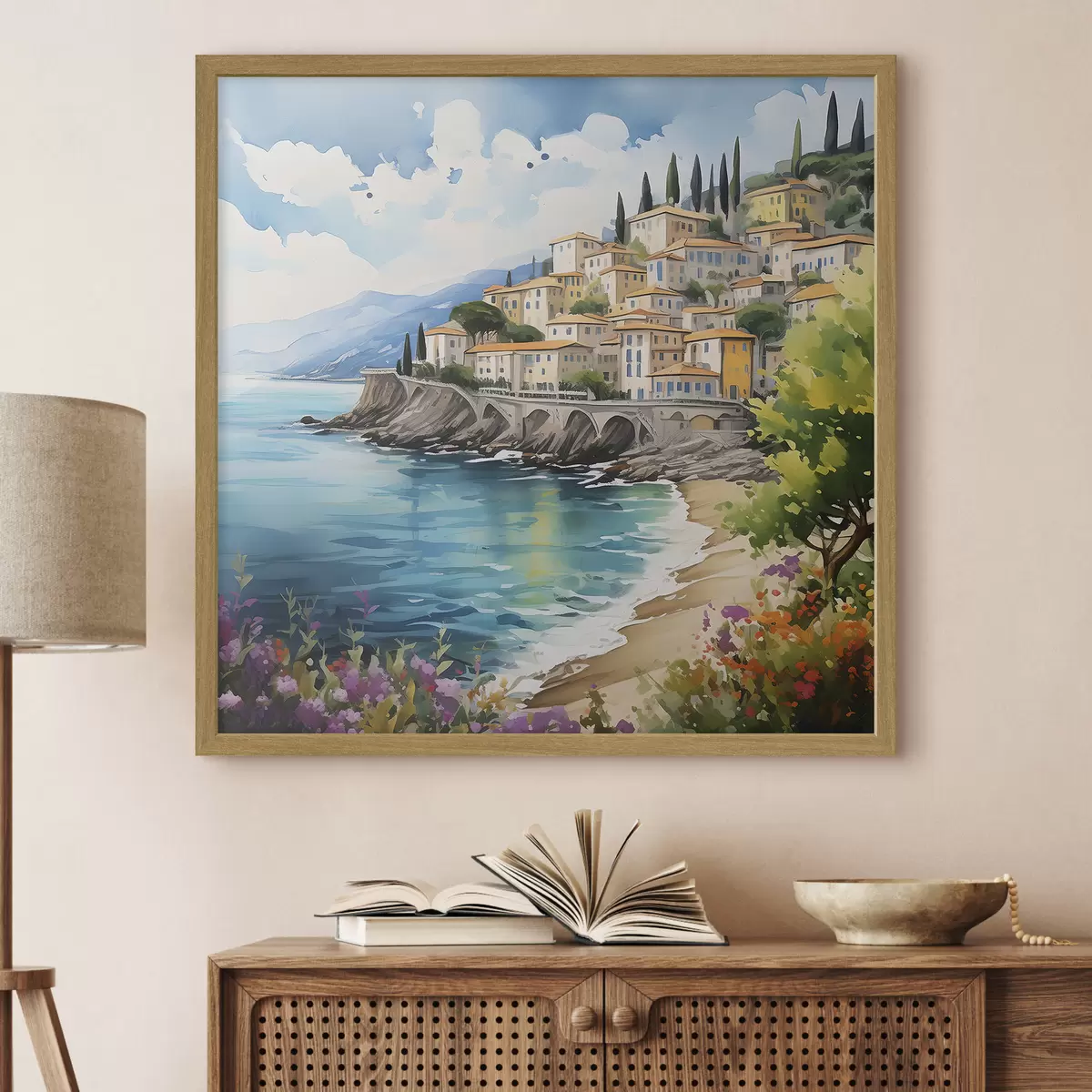 Poster pintoresca costa en una ciudad italiana f39298