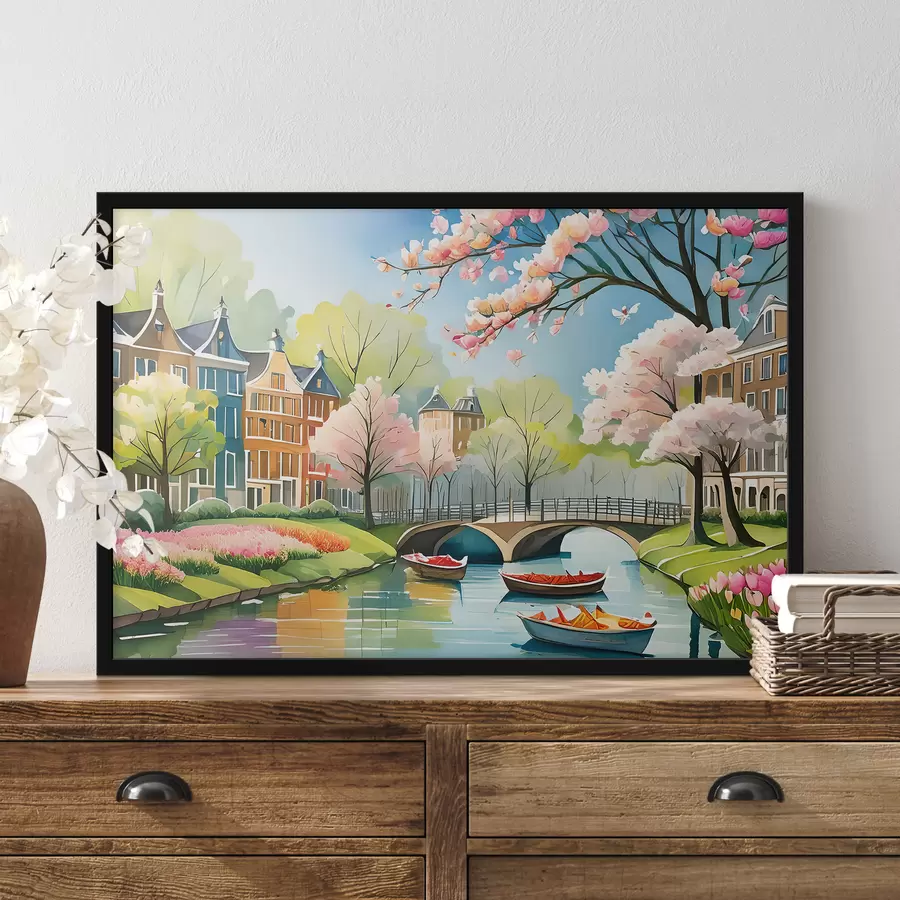 murales de pared árboles en flor en Amsterdam en primavera f39301