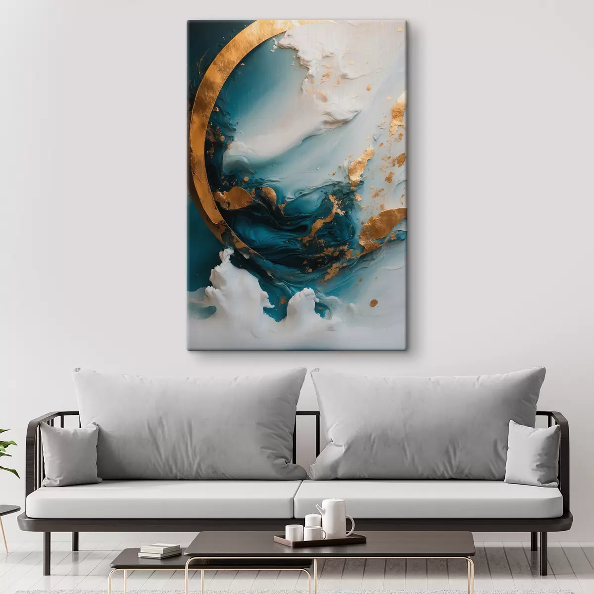 murales de pared Abstracción con colores azul y blanco. s39154