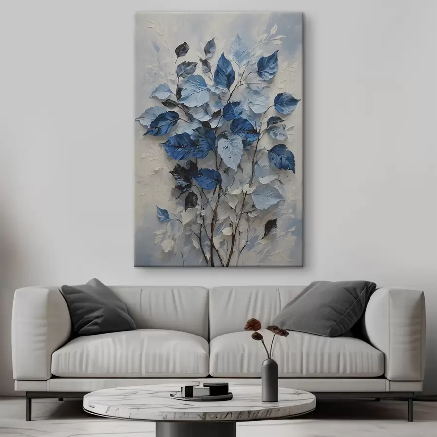 murales de pared Planta con hojas blancas y azules. s39156