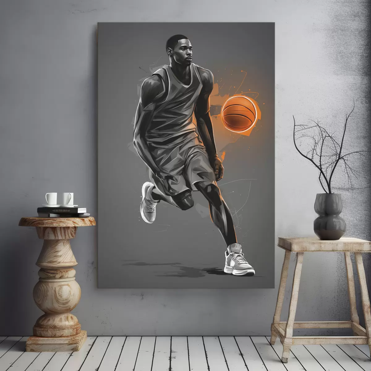 murales de pared Jugador de baloncesto sobre fondo gris s39157