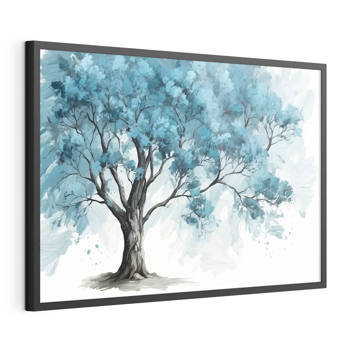 Poster Árbol con hojas azules sobre fondo blanco f39153