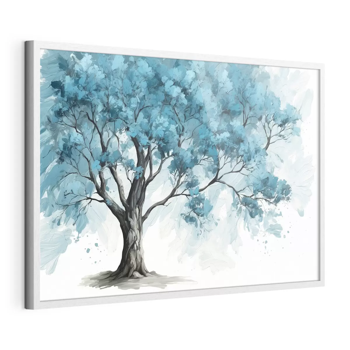 Poster Árbol con hojas azules sobre fondo blanco f39153