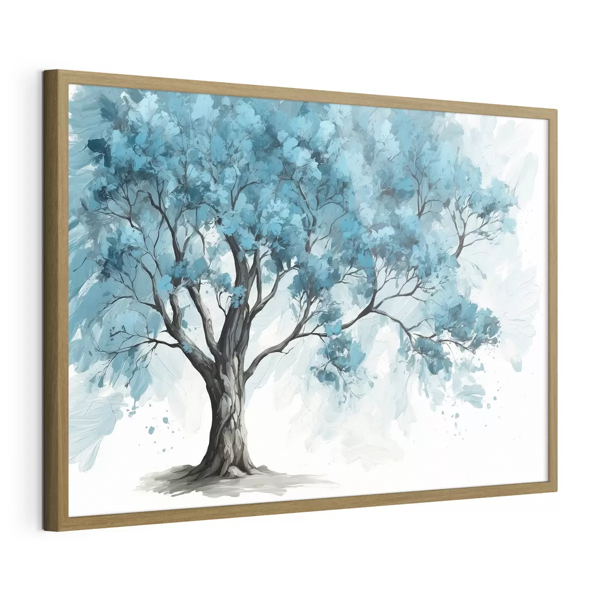 Poster Árbol con hojas azules sobre fondo blanco f39153