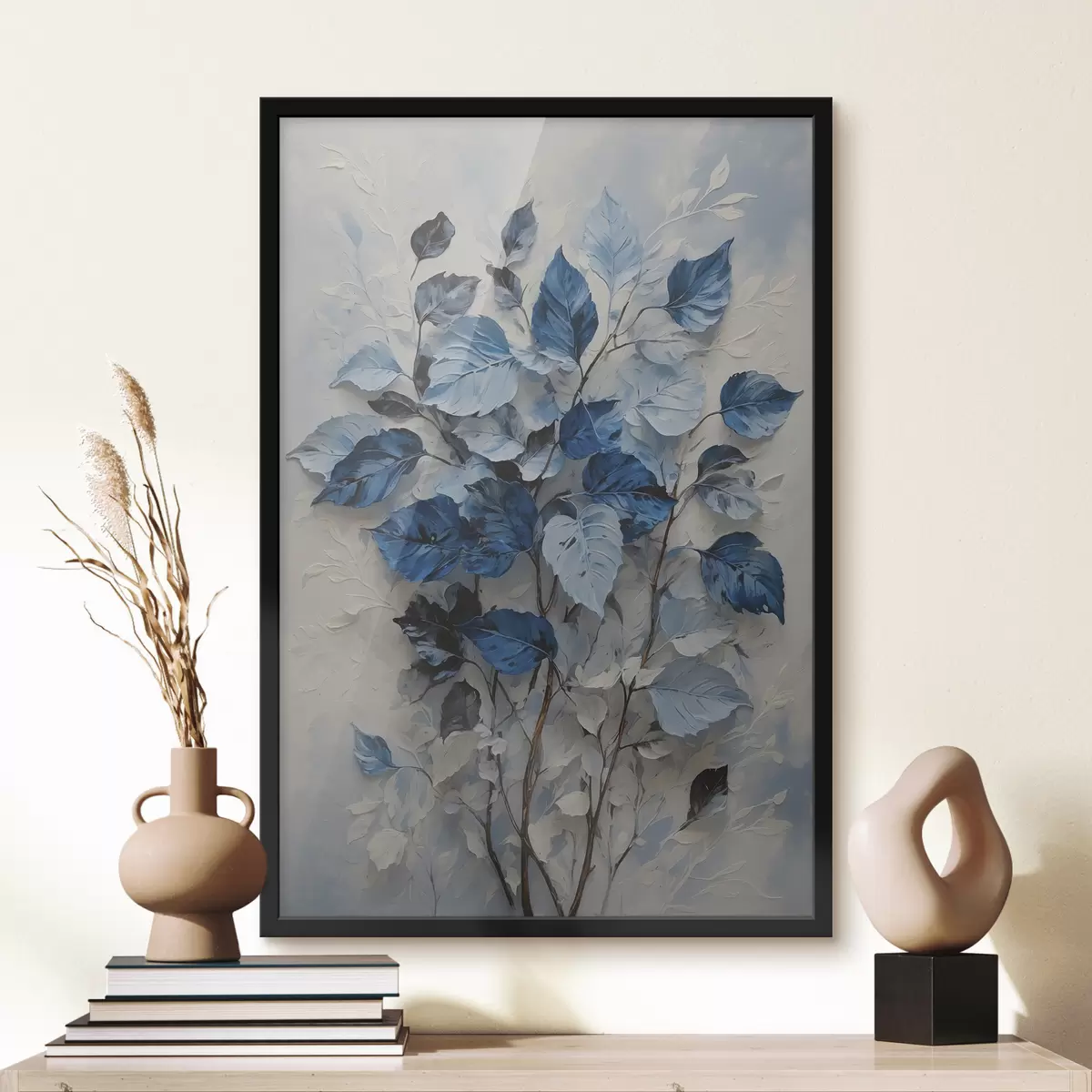 Poster Planta con hojas blancas y azules. f39156
