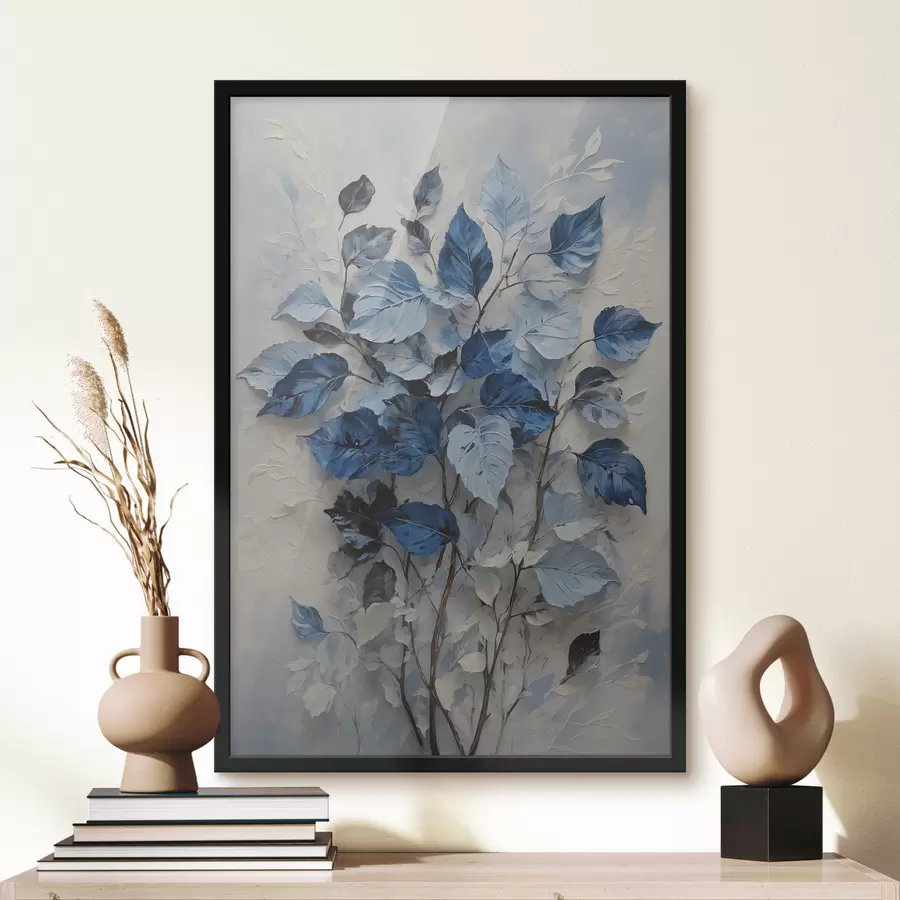 murales de pared Planta con hojas blancas y azules. f39156