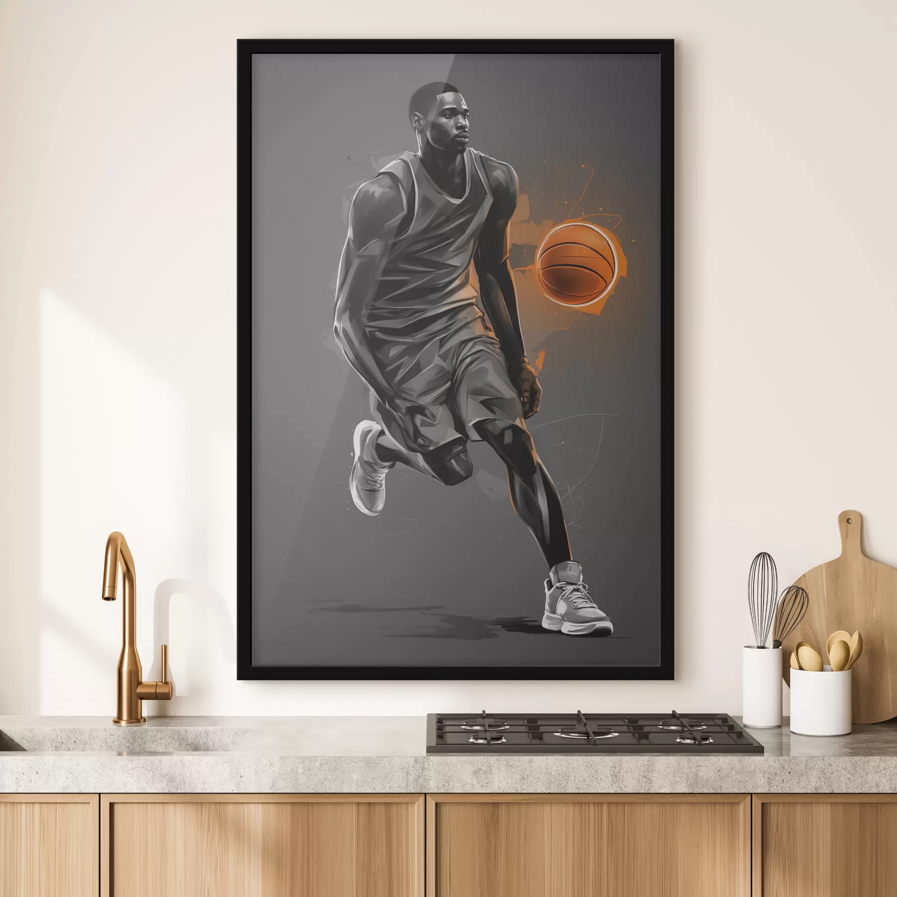 murales de pared Jugador de baloncesto sobre fondo gris f39157