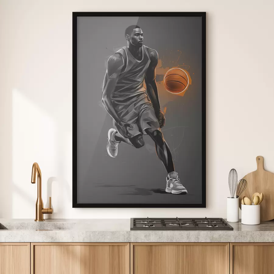 murales de pared Jugador de baloncesto sobre fondo gris f39157