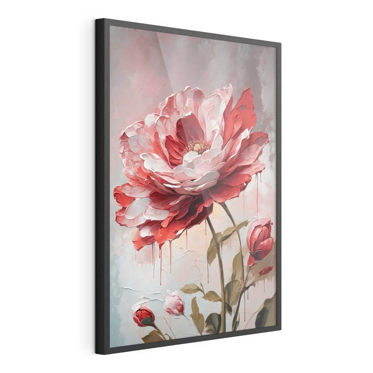 Poster Flor roja sobre fondo blanco-gris f39173