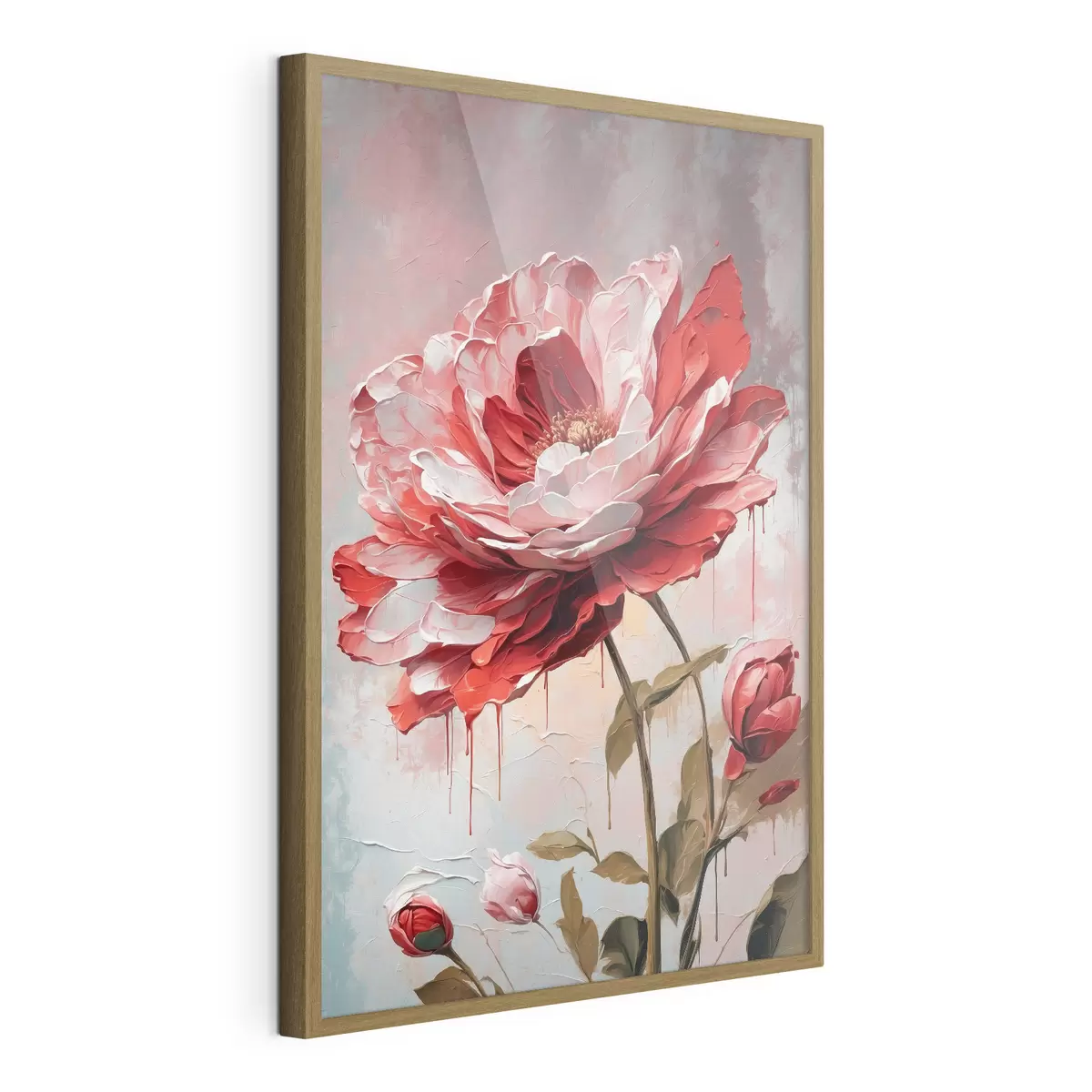 Poster Flor roja sobre fondo blanco-gris f39173