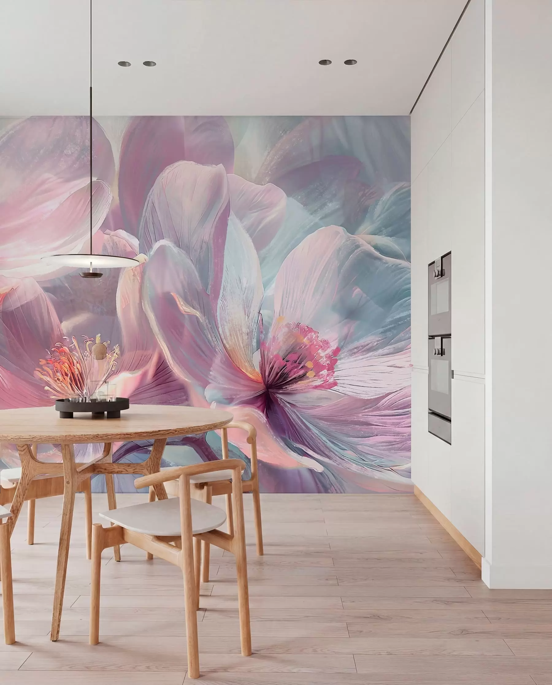 murales de pared Flores en un resplandor rosa w01307