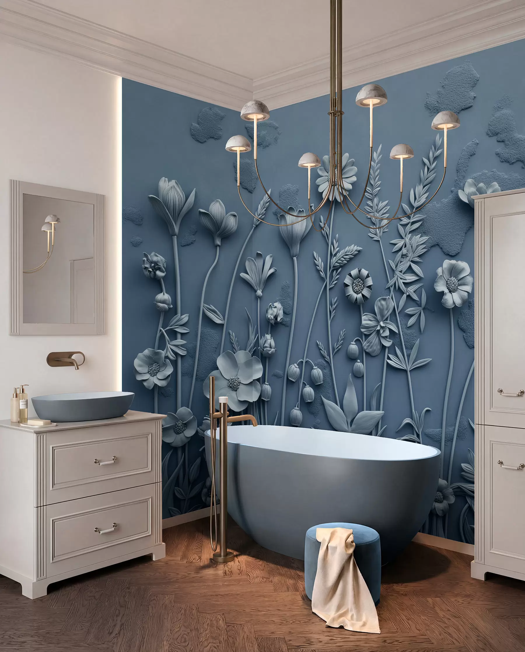 murales de pared Relieve de prado azul w07869