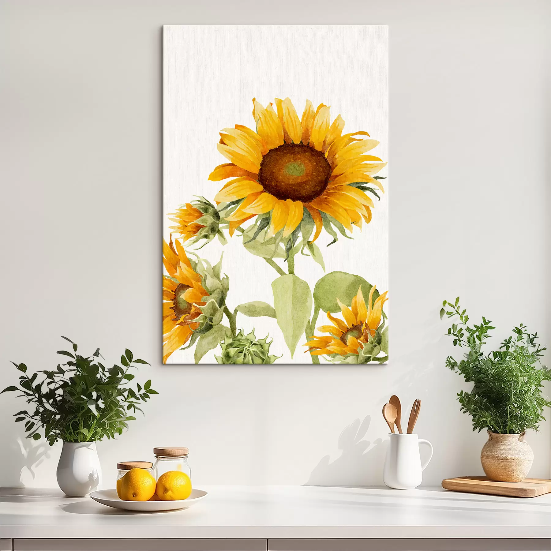 murales de pared Girasol acuarela brillante s39341