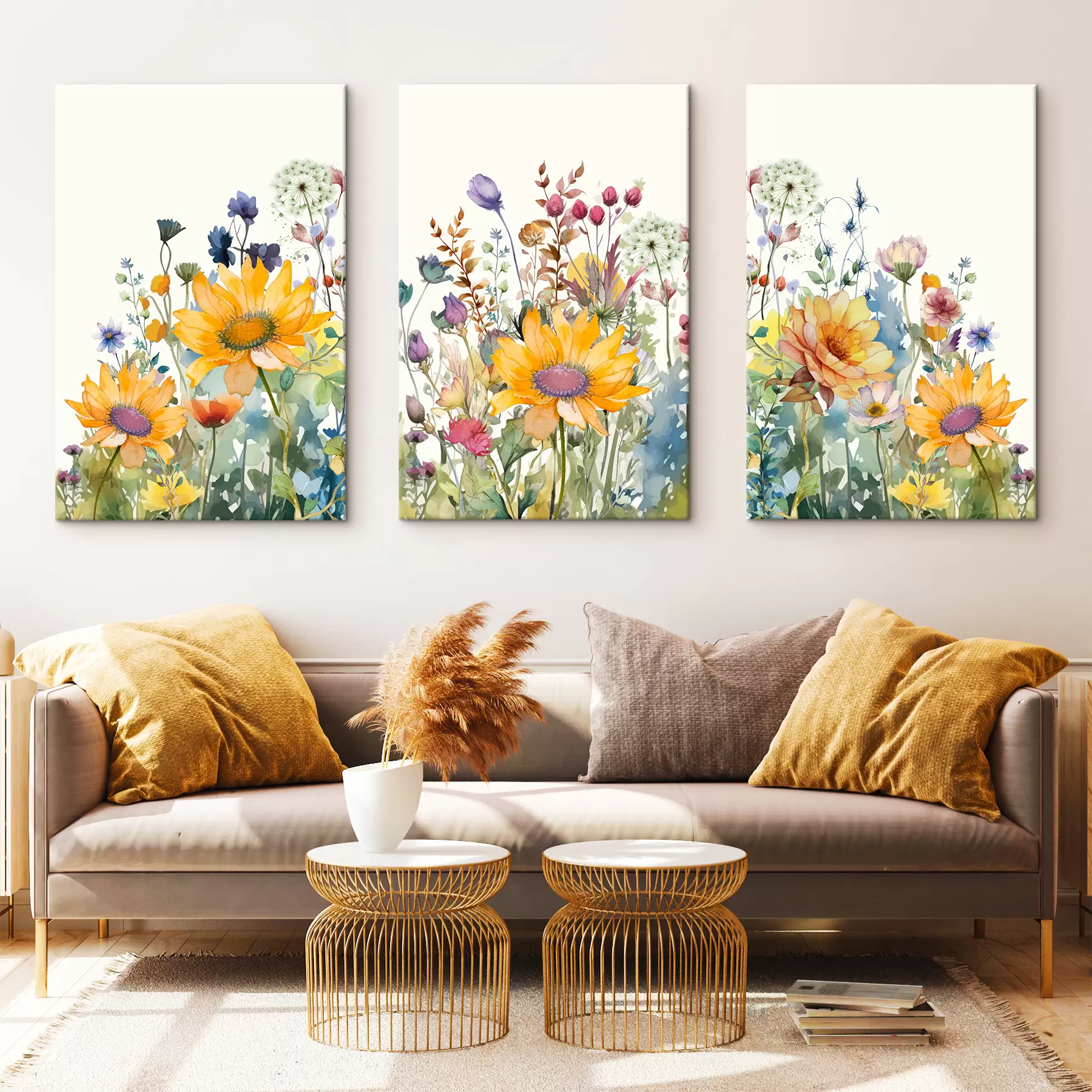 murales de pared Coloridas flores silvestres de acuarela de verano m00333