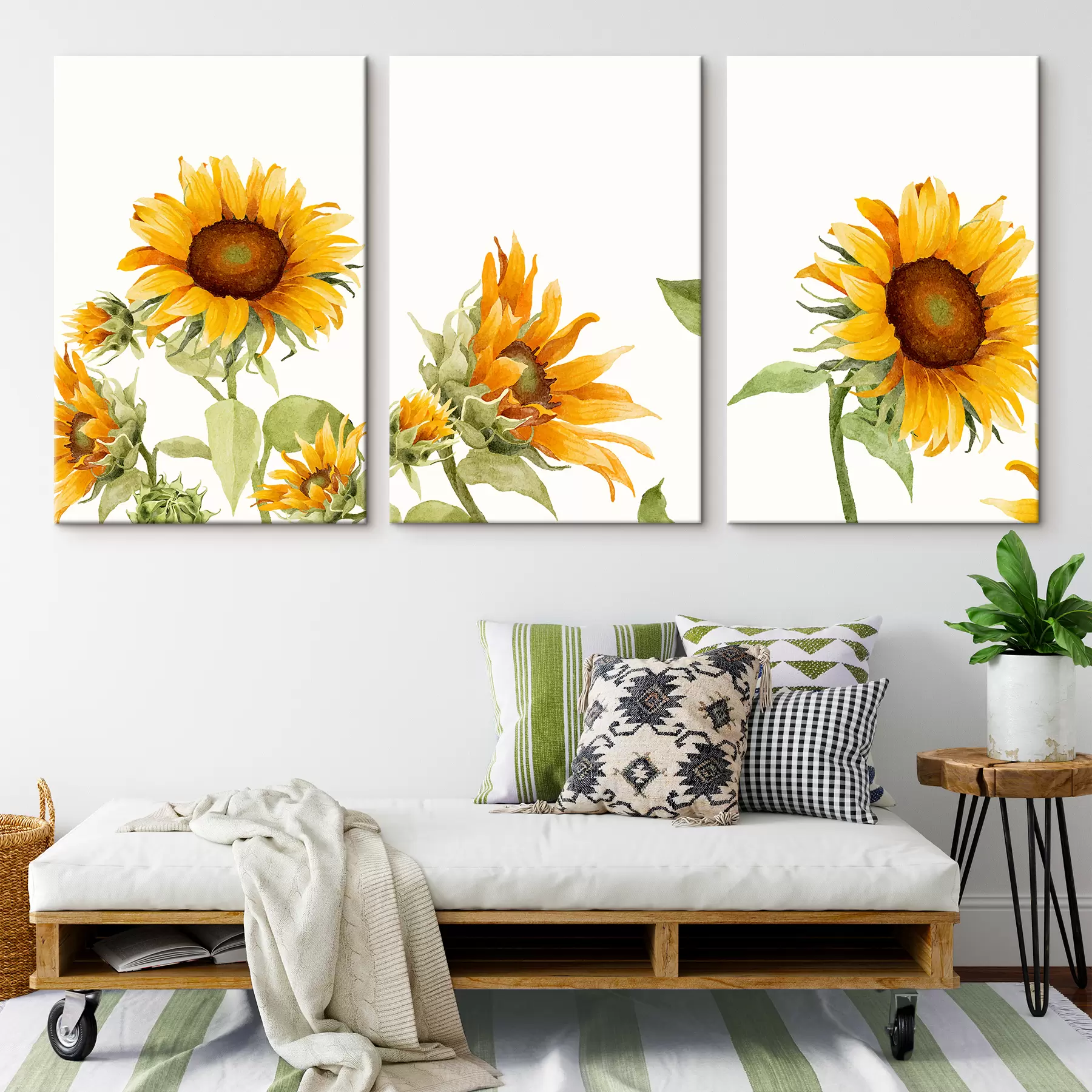 murales de pared Girasoles de acuarela de colores m00334