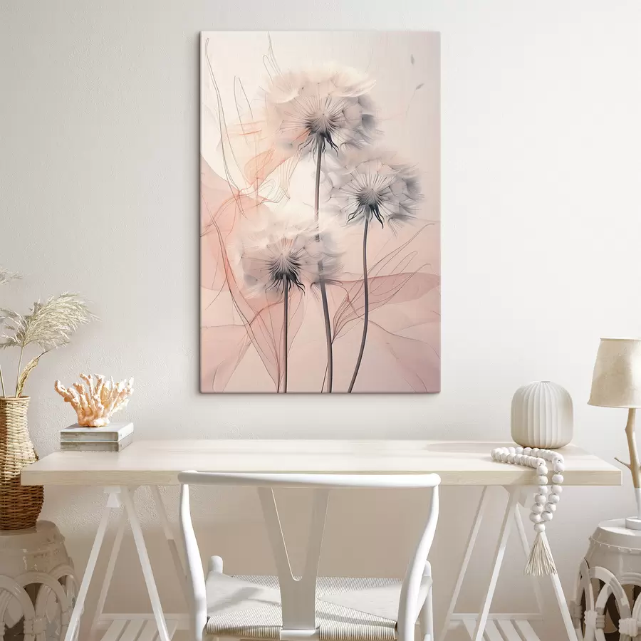 murales de pared Dientes de león delicados sobre un fondo abstracto s39199